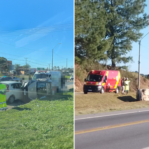 Dois carros tombam na BR-116 entre Mafra e Rio Negro em pouco mais de 24 horas