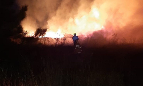 Incêndio em vegetação coloca em risco estrutura do aeródromo e exige ação rápida dos bombeiros