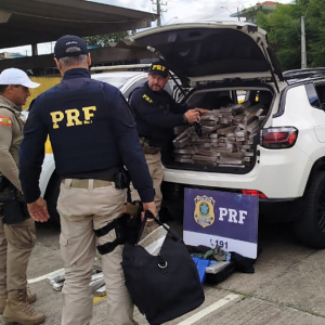 Carro furtado e clonado é interceptado com mais de 400 quilos de maconha na BR-116