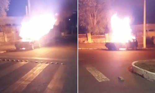 Vídeo: Carro pega fogo no Centro de Rio Negro