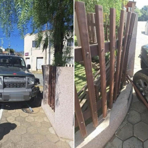 Carro desce ladeira sozinho e bate em muro de casa
