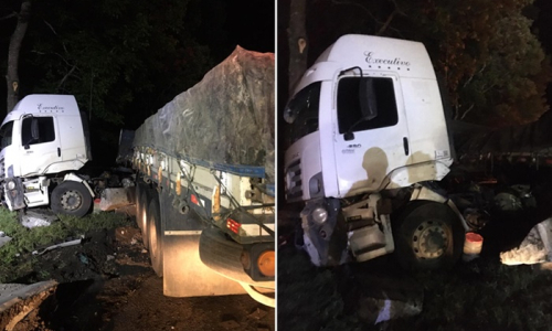 Motorista de carreta fica ferido após saída de pista em Itaiópolis