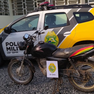 Moto roubada no final de semana é recuperada pela PM de Rio Negro