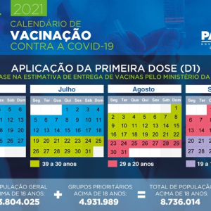 Paraná divulga calendário de vacinação contra a covid-19 para população em geral