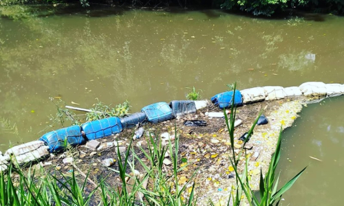 Ecobarreira: voluntários se unem para retirar lixo do rio da Lança