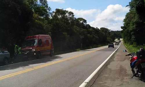 Motociclista fica ferido após atropelar cachorro na BR-280, em Mafra