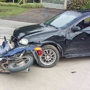 Colisão entre carro e moto deixa homem ferido na SC 114, em Itaiópolis