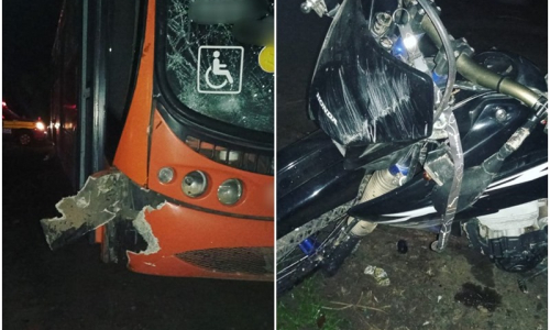 Colisão entre ônibus e moto deixa adolescente ferido na Vila Ruthes