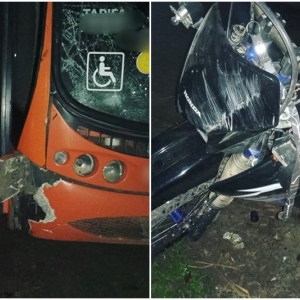 Colisão entre ônibus e moto deixa adolescente ferido na Vila Ruthes