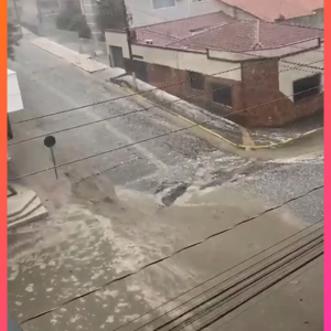 Vídeo mostra grande volume de água durante chuva de domingo em Mafra
