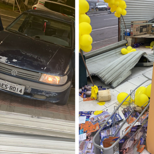 Ladrões destroem porta de loja com carro e furtam eletrônicos, em Mafra
