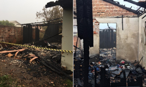 Casa é destruída por incêndio na Vila Solidariedade, em Mafra