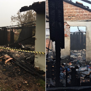 Casa é destruída por incêndio na Vila Solidariedade, em Mafra