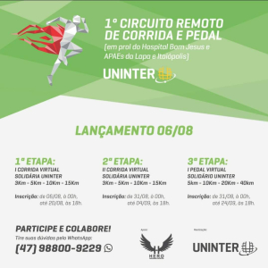Uninter promove circuito remoto de corrida e pedal solidário