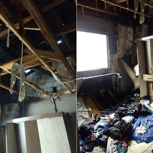 Incêndio causado por brincadeira com fósforo destrói quarto
