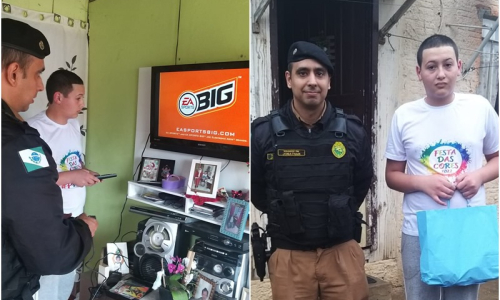 Policial militar presenteia jovem com videogame após apelo emocionante