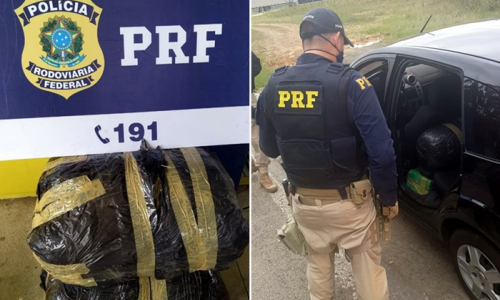 PRF apreende 86 kg de maconha e skunk na BR-280, em Mafra