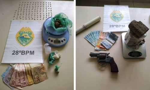 Drogas e arma são apreendidas em duas ações da PM em Rio Negro