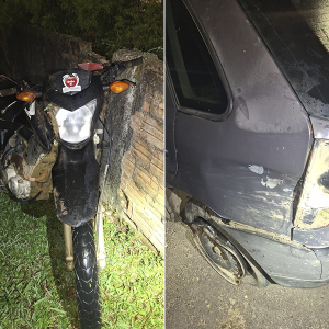 Acidente entre carro e moto deixa duas pessoas feridas