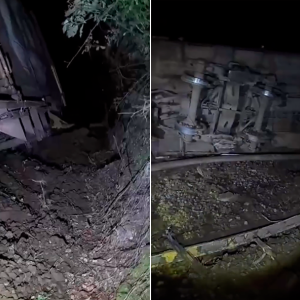Trem carregado com soja descarrila entre Mafra e Rio Negrinho; veja vídeo
